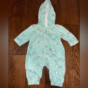 Carters Fleece one piece hooded suit size Newborn